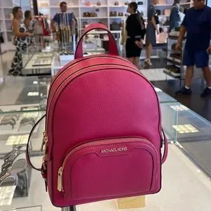 NWT Michael Kors Bags Michael Kors Jaycee Medium Pebbled Leather in Carmine Pink Michael Kors Jaycee Medium Pocket Backpack Leather - Carmine  main image 2